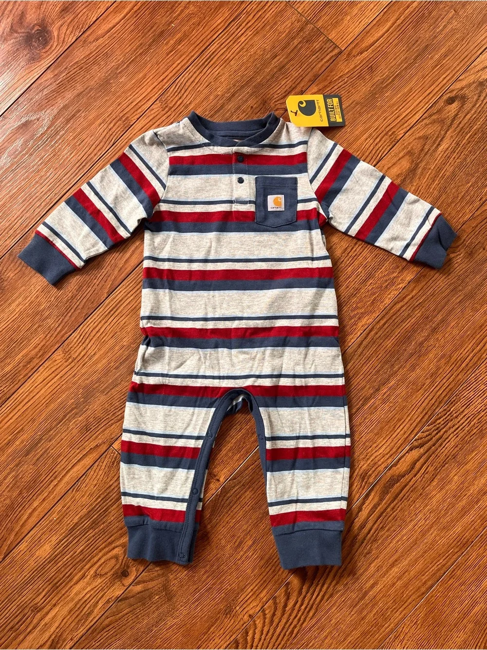 NWT Carhartt Striped Romper - Navy, Red, Gray